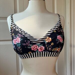 Eidon floral bikini with striped trim